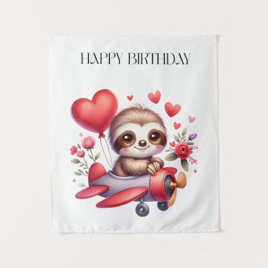 ナマケモノのパイロット 誕生日 タペストリー (正面)