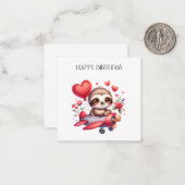 ナマケモノのパイロット 誕生日 ノートカード (正面/裏面インサイチュ)