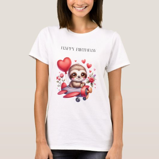 ナマケモノのパイロット 誕生日 Tシャツ (正面)