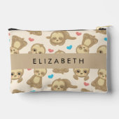 ナマケモノのパターン,かわいいナマケモノ,ハート,あなたの名前 アクセサリーポーチ (裏面)