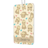 ナマケモノのパターン，かわいいナマケモノ，ハート，あなたの名前 カーエアーフレッシュナー (左)