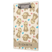 ナマケモノのパターン，かわいいナマケモノ，ハート，あなたの名前 クリップボード (左)