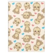 ナマケモノのパターン，かわいいナマケモノ，ハート，あなたの名前 クリップボード (裏面)