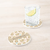 ナマケモノのパターン，かわいいナマケモノ，ハート，あなたの名前 コースター (側面)