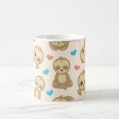 ナマケモノのパターン,かわいいナマケモノ,ハート,あなたの名前 コーヒーマグカップ (中央)