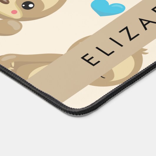 ナマケモノのパターン,かわいいナマケモノ,ハート,あなたの名前 デスクマット (コーナー)