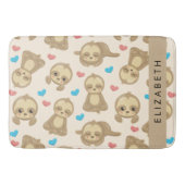 ナマケモノのパターン,かわいいナマケモノ,ハート,あなたの名前 バスマット (正面)