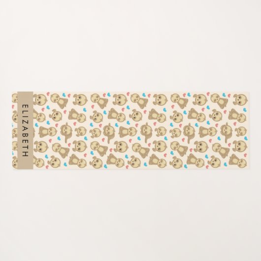 ナマケモノのパターン，かわいいナマケモノ，ハート，あなたの名前 ヨガマット (裏面(横))