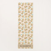 ナマケモノのパターン，かわいいナマケモノ，ハート，あなたの名前 ヨガマット (裏面)