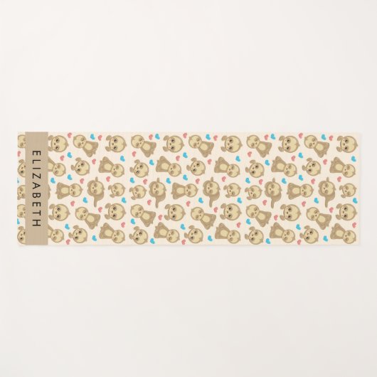 ナマケモノのパターン，かわいいナマケモノ，ハート，あなたの名前 ヨガマット (正面(横))