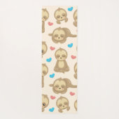 ナマケモノのパターン,かわいいナマケモノ,ハート,あなたの名前 ヨガマット (裏面)