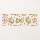 ナマケモノのパターン,かわいいナマケモノ,ハート,あなたの名前 ヨガマット (正面(横))