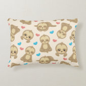 ナマケモノのパターン，かわいいナマケモノ，ハート アクセントクッション (正面)