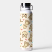 ナマケモノのパターン，かわいいナマケモノ，ハート ウォーターボトル (背面)