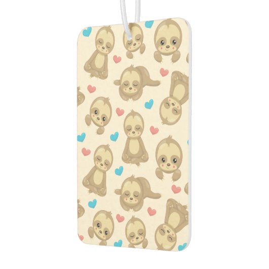 ナマケモノのパターン，かわいいナマケモノ，ハート カーエアーフレッシュナー (左)