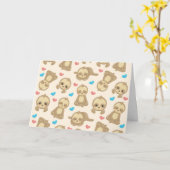 ナマケモノのパターン,かわいいナマケモノ,ハート カード (黄色い花)