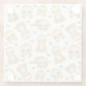 ナマケモノのパターン，かわいいナマケモノ，ハート ガラスコースター (裏面)