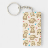 ナマケモノのパターン,かわいいナマケモノ,ハート キーホルダー (正面)