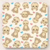 ナマケモノのパターン，かわいいナマケモノ，ハート コースター (正面)