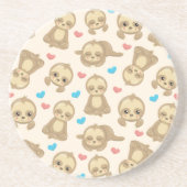 ナマケモノのパターン,かわいいナマケモノ,ハート コースター (正面)