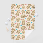 ナマケモノのパターン，かわいいナマケモノ，ハート ゴルフタオル (インサイチュ)