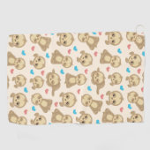 ナマケモノのパターン，かわいいナマケモノ，ハート ゴルフタオル (横)