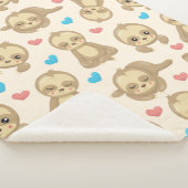 ナマケモノのパターン，かわいいナマケモノ，ハート シェルパブランケット (3/4)