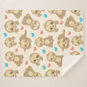 ナマケモノのパターン，かわいいナマケモノ，ハート シェルパブランケット (正面(横))