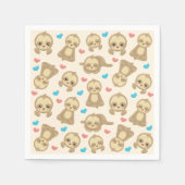 ナマケモノのパターン，かわいいナマケモノ，ハート スタンダードカクテルナプキン (正面)