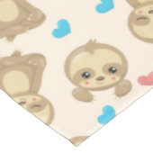 ナマケモノのパターン，かわいいナマケモノ，ハート テーブルクロス (アングル)