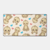 ナマケモノのパターン，かわいいナマケモノ，ハート デスクマット (正面)