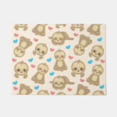 ナマケモノのパターン，かわいいナマケモノ，ハート ドアマット (正面)