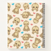 ナマケモノのパターン，かわいいナマケモノ，ハート ノートブック (裏面)