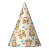 ナマケモノのパターン，かわいいナマケモノ，ハート パーティーハット (左)