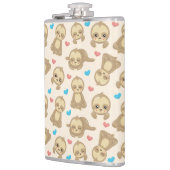 ナマケモノのパターン，かわいいナマケモノ，ハート フラスク (左)