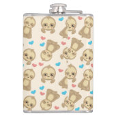 ナマケモノのパターン，かわいいナマケモノ，ハート フラスク (裏面)