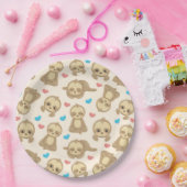 ナマケモノのパターン，かわいいナマケモノ，ハート ペーパープレート (パーティー)