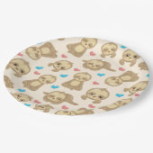 ナマケモノのパターン，かわいいナマケモノ，ハート ペーパープレート (アングル)