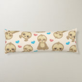 ナマケモノのパターン，かわいいナマケモノ，ハート ボディピロー (裏面)