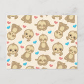 ナマケモノのパターン,かわいいナマケモノ,ハート ポストカード (正面)