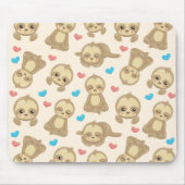 ナマケモノのパターン,かわいいナマケモノ,ハート マウスパッド (正面)