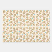 ナマケモノのパターン,かわいいナマケモノ,ハート ラッピングペーパーシート (正面3)