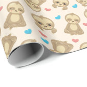 ナマケモノのパターン，かわいいナマケモノ，ハート ラッピングペーパー (ロールコーナー)