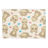 ナマケモノのパターン,かわいいナマケモノ,ハート 枕カバー (正面)