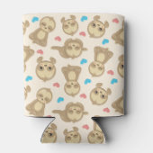 ナマケモノのパターン，かわいいナマケモノ，ハート 缶クーラー (裏面)