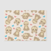 ナマケモノのパターン，かわいいナマケモノ，ハート 薄葉紙 (正面)