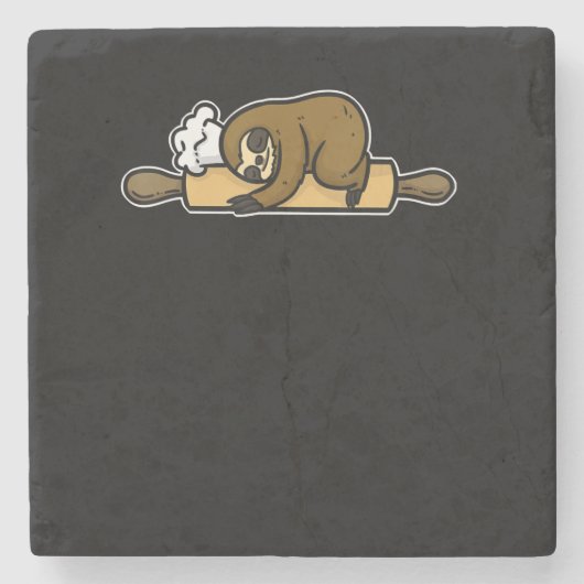 ナマケモノのパン屋さん | ユニークでかわいいシェフ | キッチン料理ギフト ストーンコースター (正面)