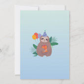 ナマケモノのパーティー誕生日かわいいおもしろいブルーの動物たち 招待状 (裏面)