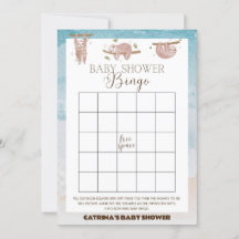 ナマケモノのベビーシャワー - 編集可能な名前、5x7