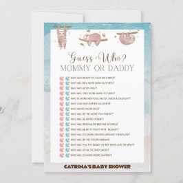 ナマケモノのベビーシャワー - 編集可能な名前、5x7 招待状